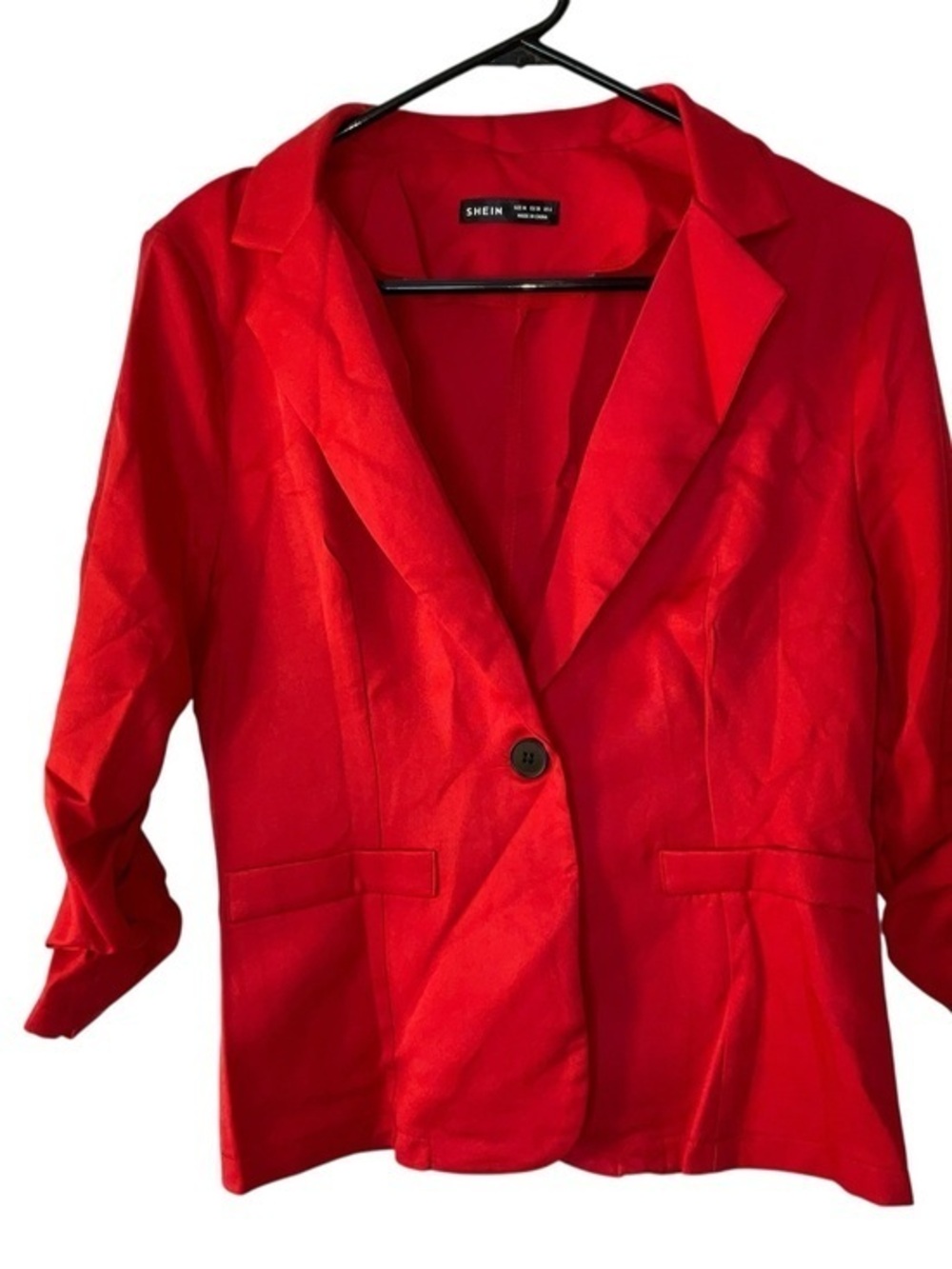 SHEIN Red Single-Button Notch Lapel Blazer